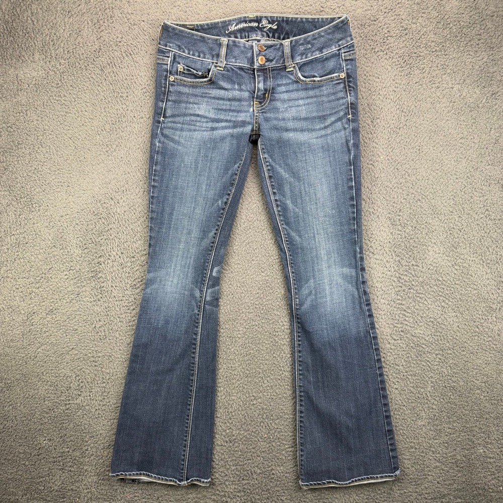 American Eagle Artist Flare Jeans Womens 4 Dark Wash Low Rise Stretch Denim